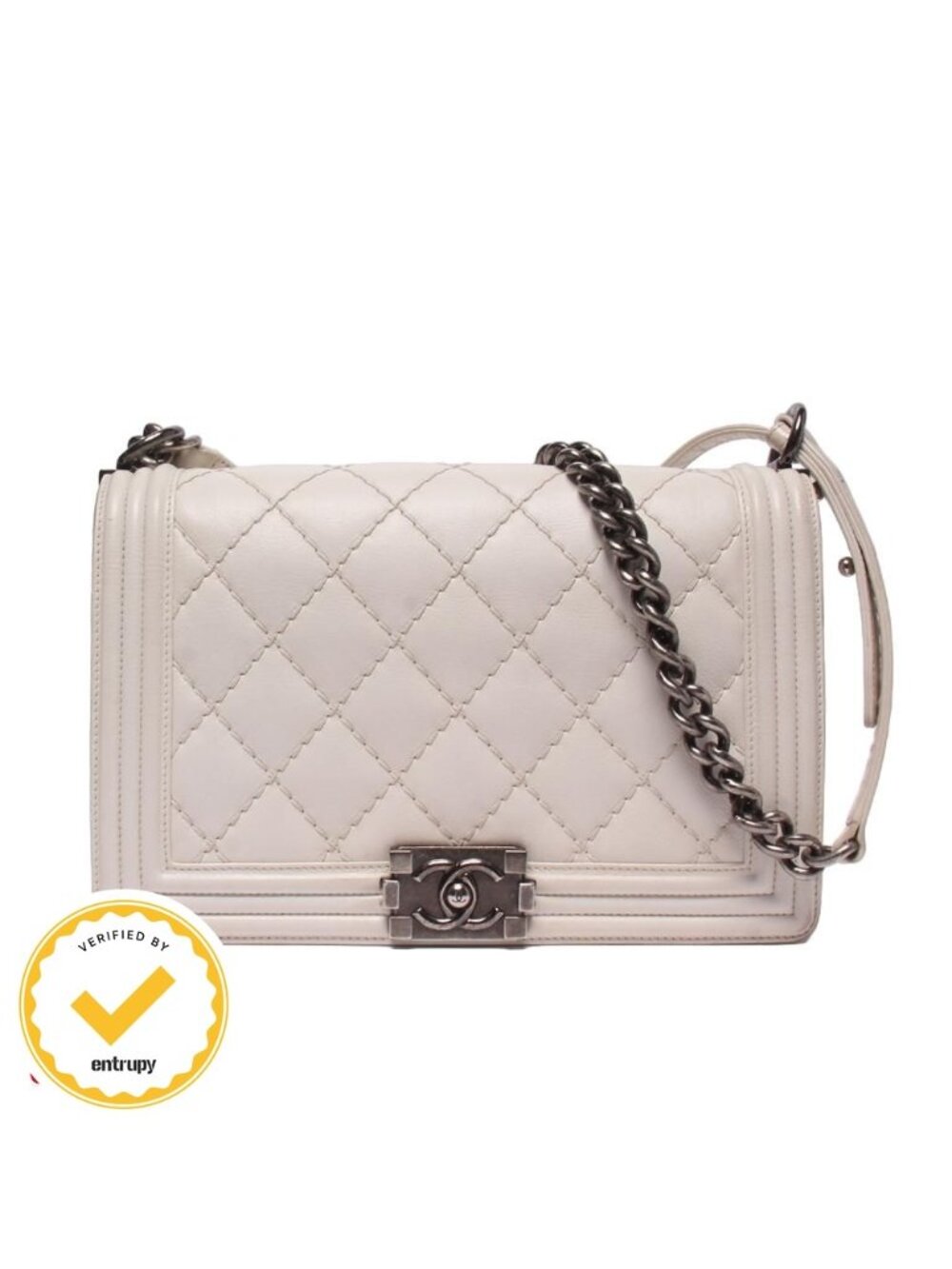 Chanel Chain Shoulder Bag Quilted Silver